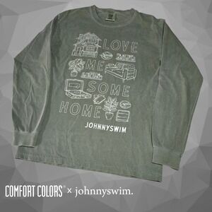 Comfort Colors Unisex Johnnyswim Love Me Some Home LS T-Shirt Olive Green S